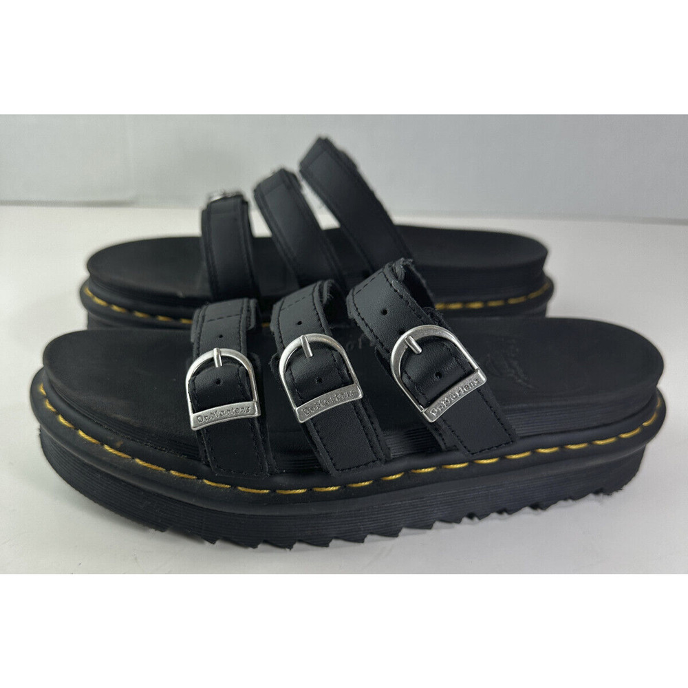 Dr Doc Martens Black Blaire Slides Buckle Strap Sandals Women's US Size 8 Shoes - Picture 15 of 16